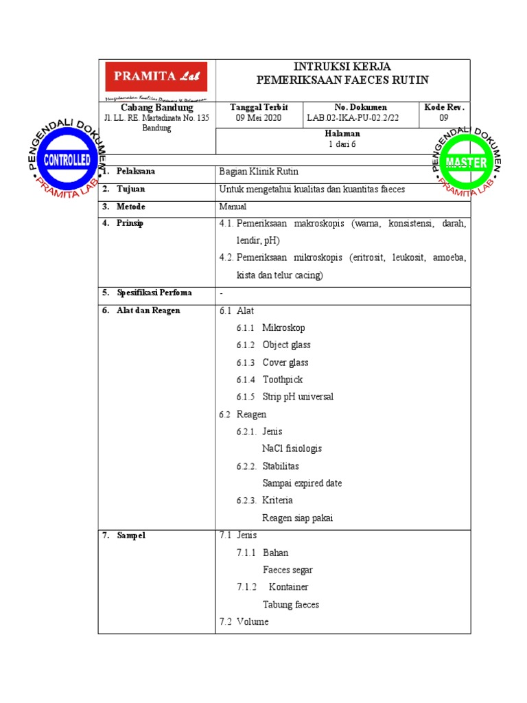 LAB.02 IKA PU 02.2 22 IKA Pemeriksaan Faeces Rutin | PDF