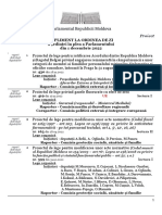 Proiectul Supliment Al Ordinii de Zi A Ședințelor În Plen A Parlamentului Pentru 1 Decembrie 2022