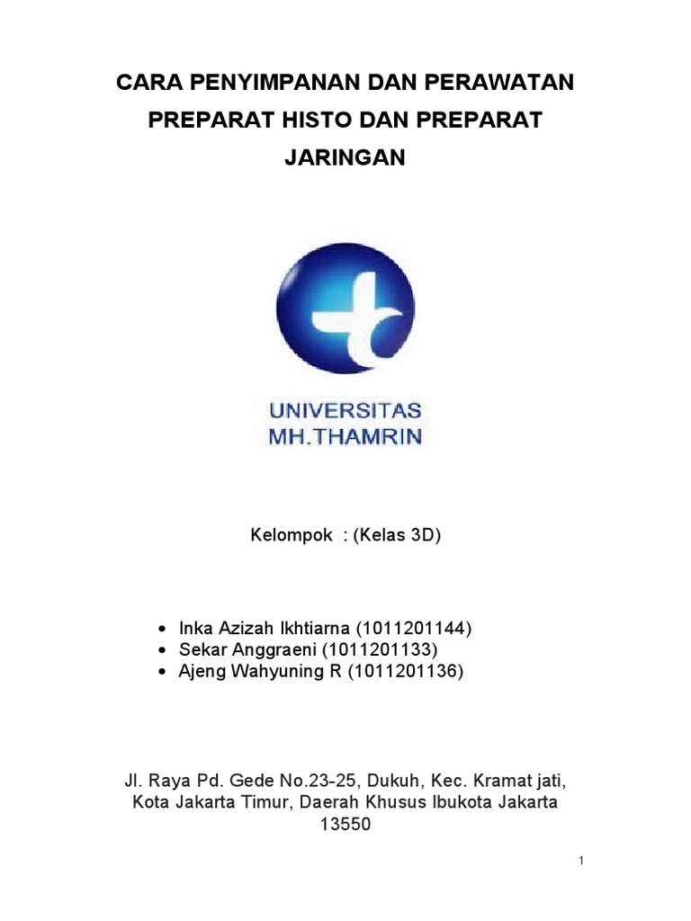 Cara Penyimpanan Preparat Histo | PDF