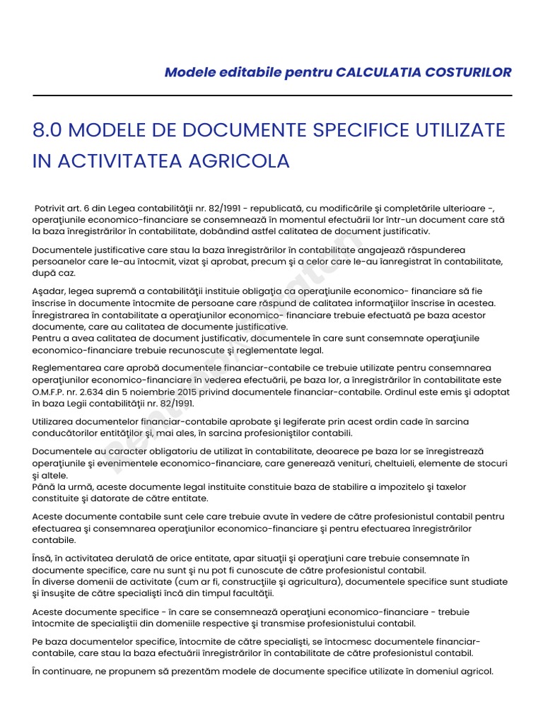 Modele de Documente Specifice Utilizate in Activitatea Agricola | PDF