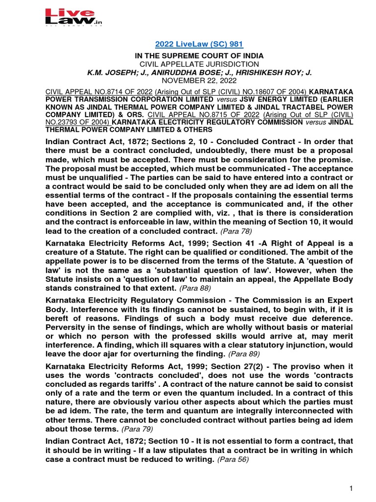 981 Karnataka Power Transmission Corporation LTD V JSW Energy LTD 22