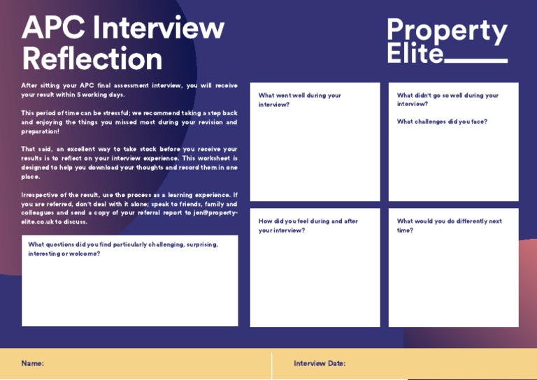 APC Interview Reflection Worksheet PDF