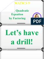Solving Quadratic Eq. by Factoring