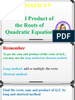Sum and Product of The Roots of Quadratic Equation