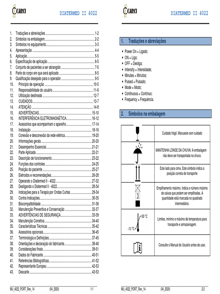 Manual do Usuário Diatermed II 4022 | PDF | Eletrônicos | Desperdício