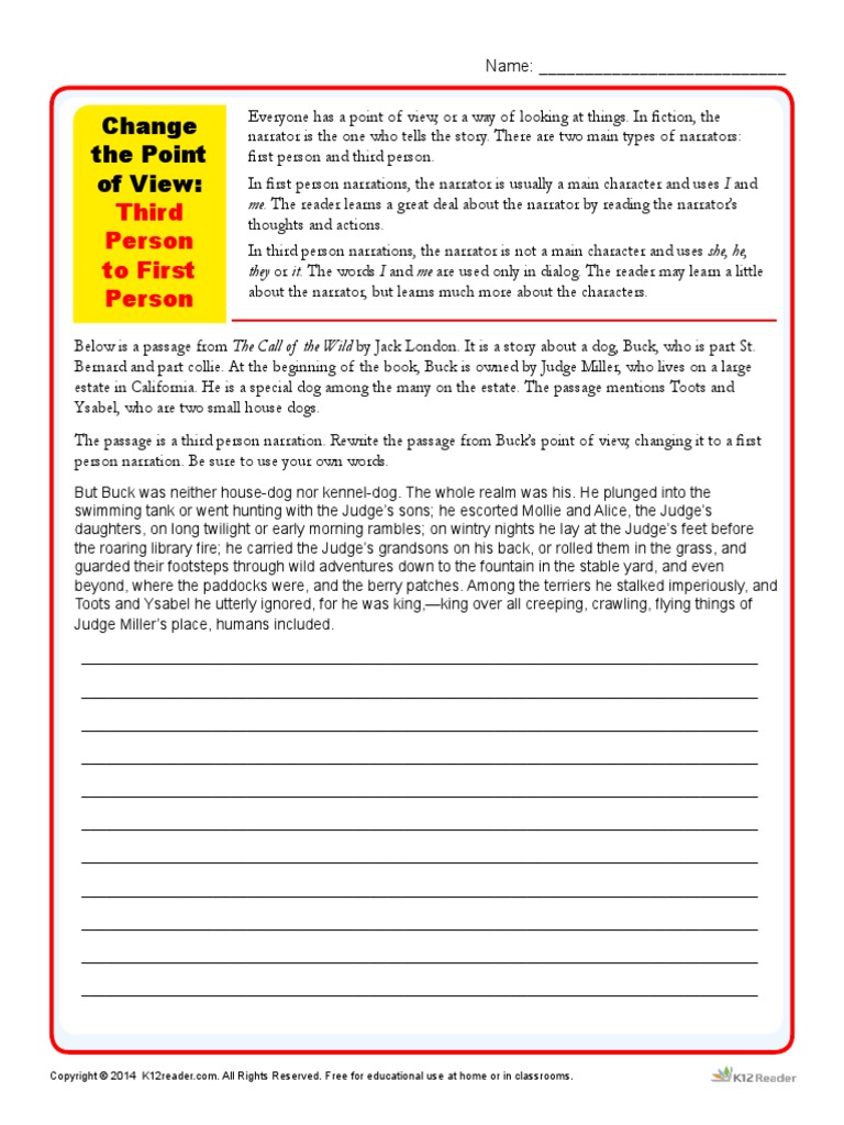 Change The Point of View Third Person To First Person | PDF | Narration ...