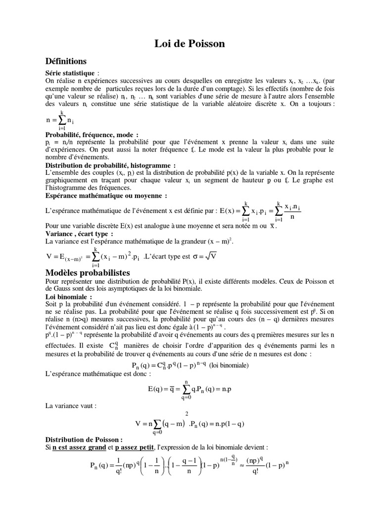 Comprendre la loi de Poisson | PDF