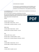 Calendário provas acesso instrumentos