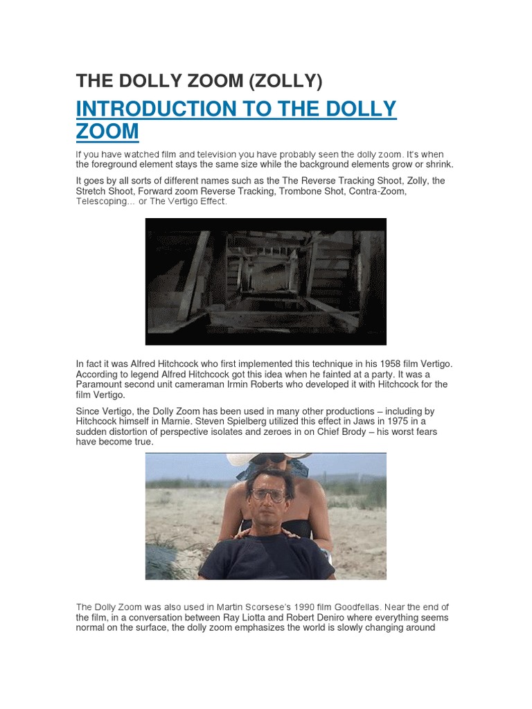 The Dolly Zoom PDF Zoom Lens Camera Lens