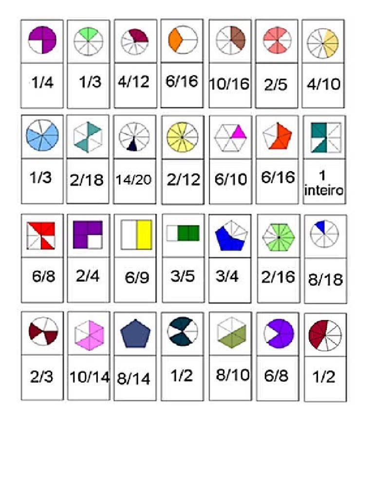Domino Frações Equivalentes | PDF