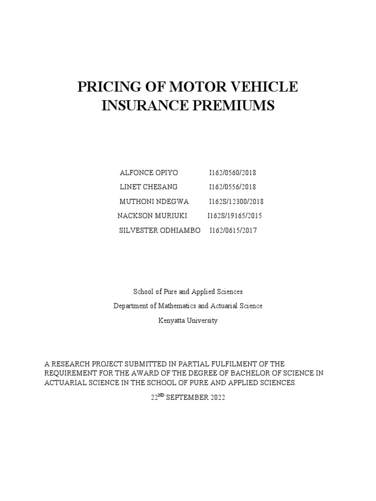 GLM-Based Motor Insurance Pricing in Kenya | PDF | Insurance | Poisson ...