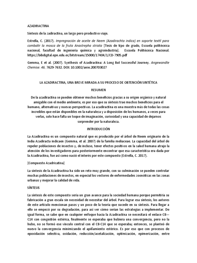 AZADIRACTINA PDF Ciencias fisicas Química