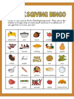 Color Illustrated Thanksgiving Bingo For Speech Therapy
