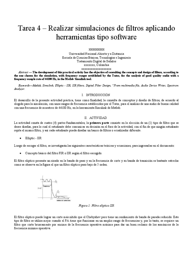 Simulink 26 Tarea 4 | PDF | Filtro electronico | Ingenieria Eléctrica