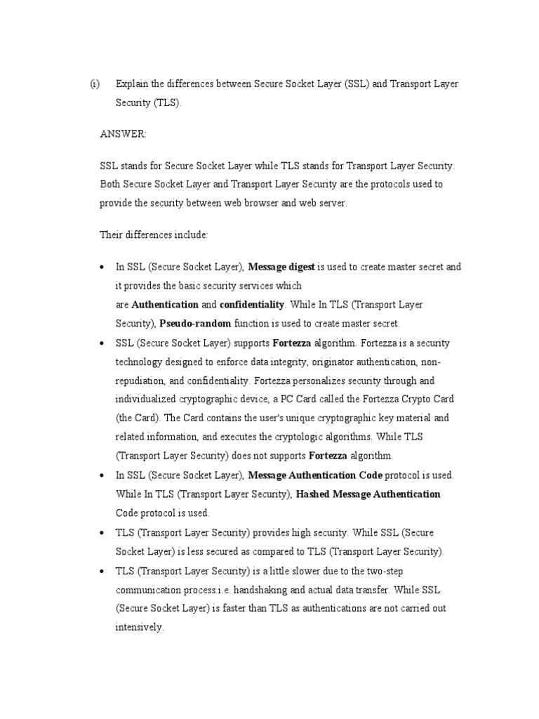 Explain The Differences Between Secure Socket Layer PDF Port