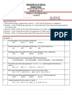 Presidium School half yearly exam Maths Class X sample paper