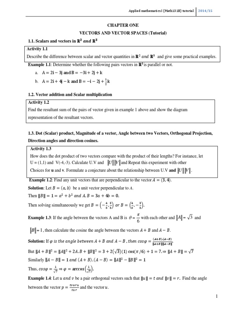Tutorial Math231B | PDF | Euclidean Vector | Plane (Geometry)