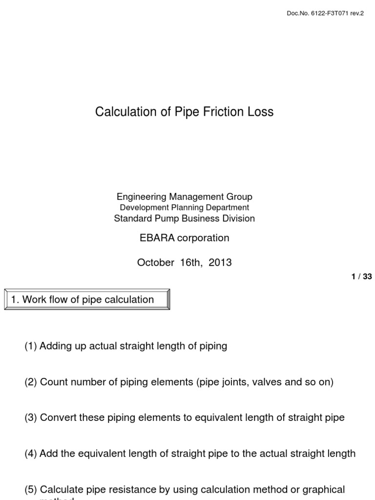 Calculation of Pipe Friction Loss A Case Study on Determining Head