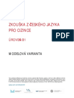 Zkouška Z Českého Jazyka Pro Cizince Úroveň B1 Modelová Varianta - 2022