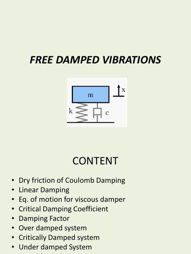 Free Damped Vibration PDF Damping Friction