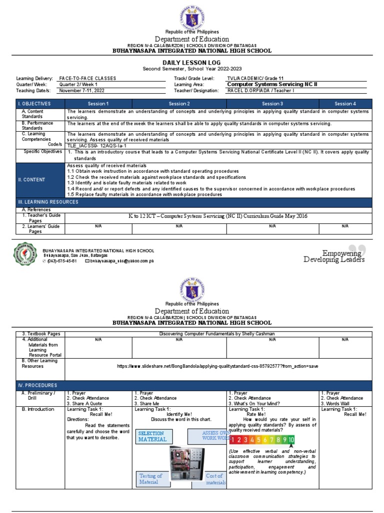 Applying Quality Standards in Computer Systems Servicing: A Daily ...