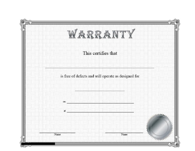 Warranty Certificate PDF