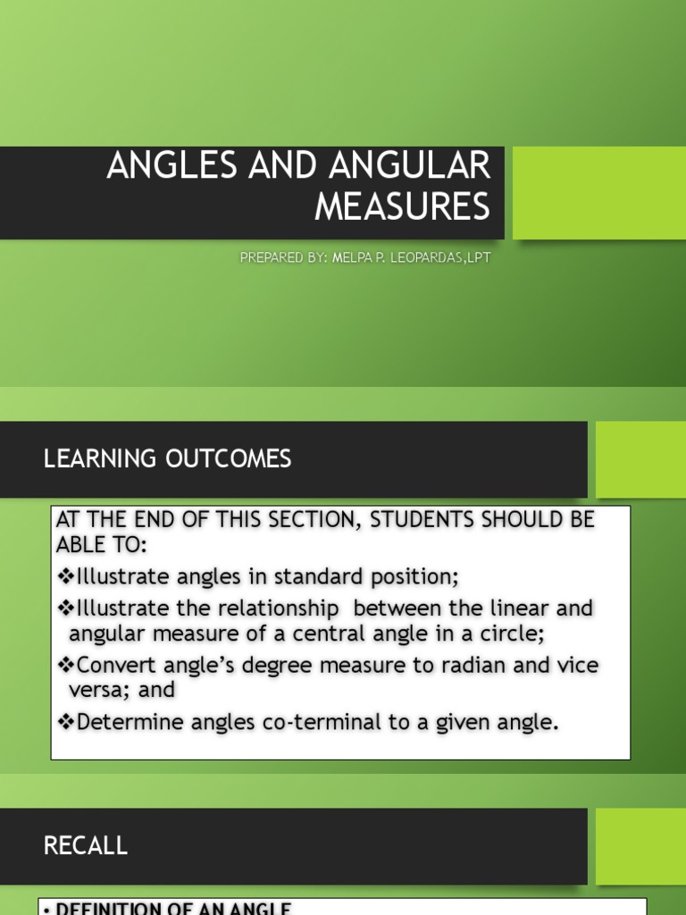 Angles and Angular Measures. PDF