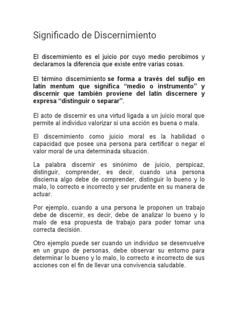Significado de Discernimiento | PDF