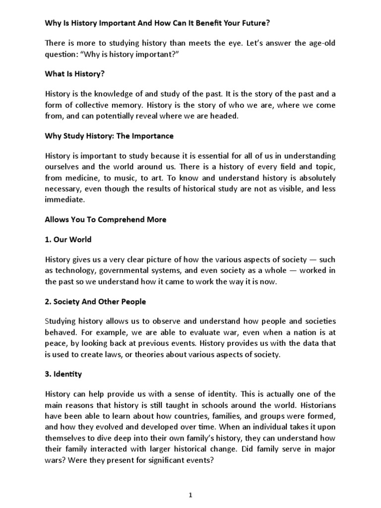 Why Is History Important and How Can It Benefit Your Future PDF