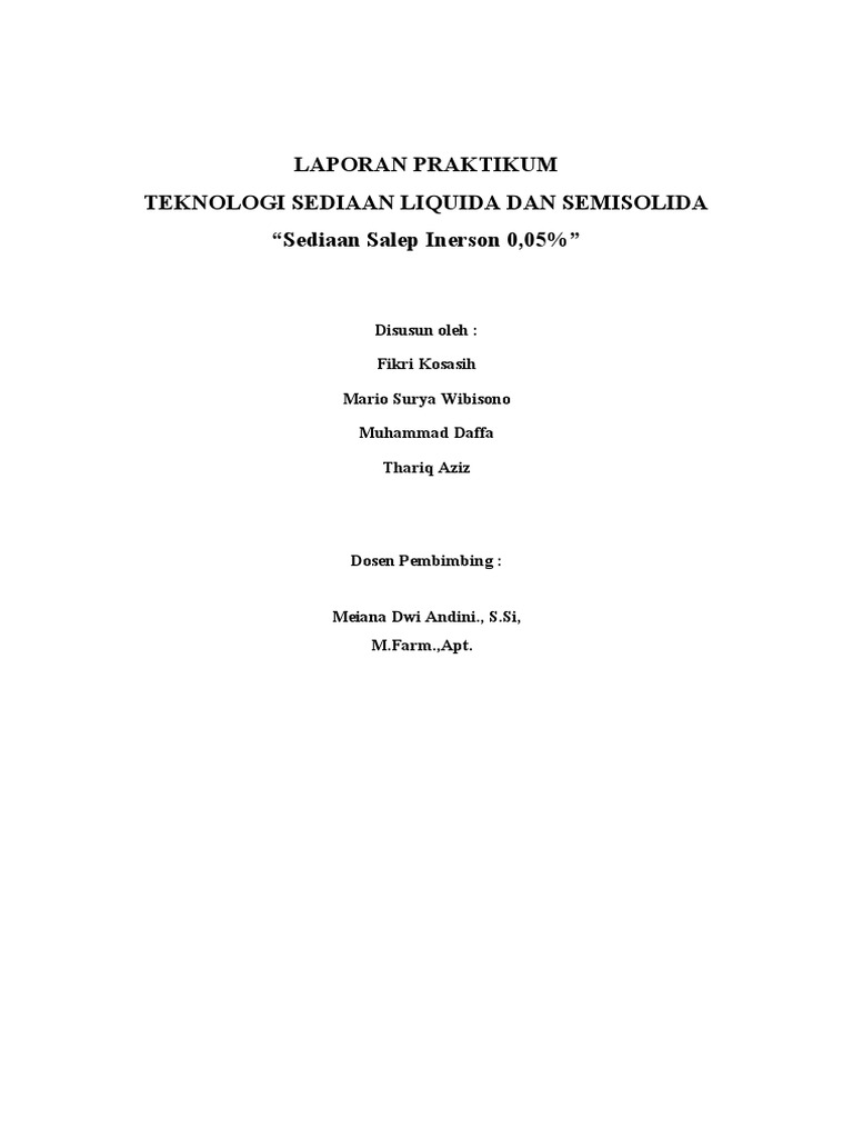 Salep Inerson: Formula dan Kegunaan | PDF