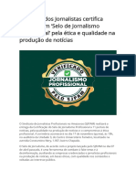 446 - Sindicato Dos Jornalistas Certifica Portais Com Selo de Jornalismo Profissional' Pela Ética e Qualidade Na Produção de Notícias