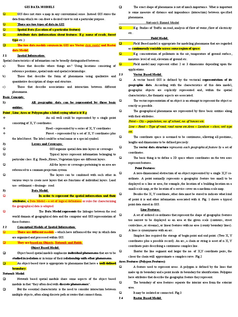 Unit-2 - GIS Data Model | PDF | Geographic Information System