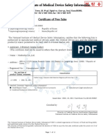 Certificate of Free Sales for Medical Device Software