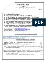 UNIT TEST-1 (2021) Class-Xi Subject: Physical Education: Part-B (Descriptive Questions)