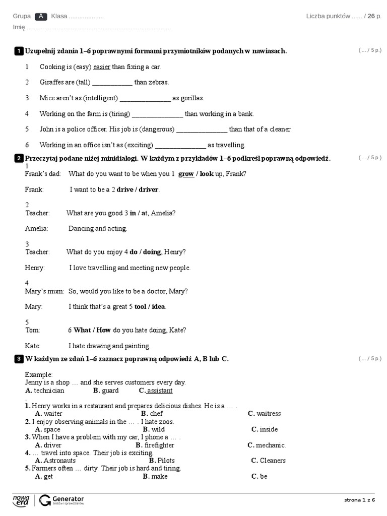 Flash Klasa 5 Testy Pdf Test Klasa 5 | PDF