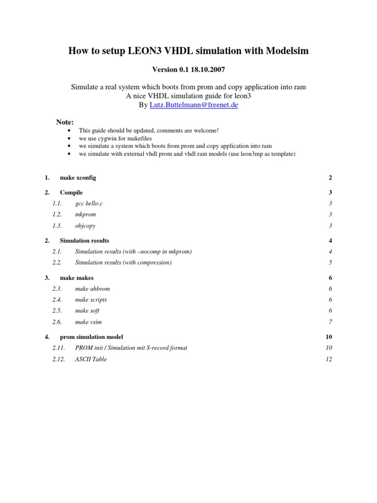 Leon3 Simulation Guide 0 2 | PDF | Computing | Computer Engineering