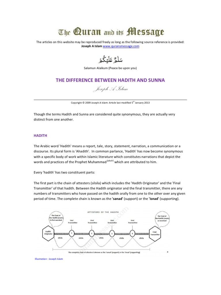 The Difference Between Hadith and Sunna | PDF | Hadith | Islamic Texts