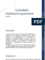 Stylistique Et Grammaire - Séance 1 - 2022