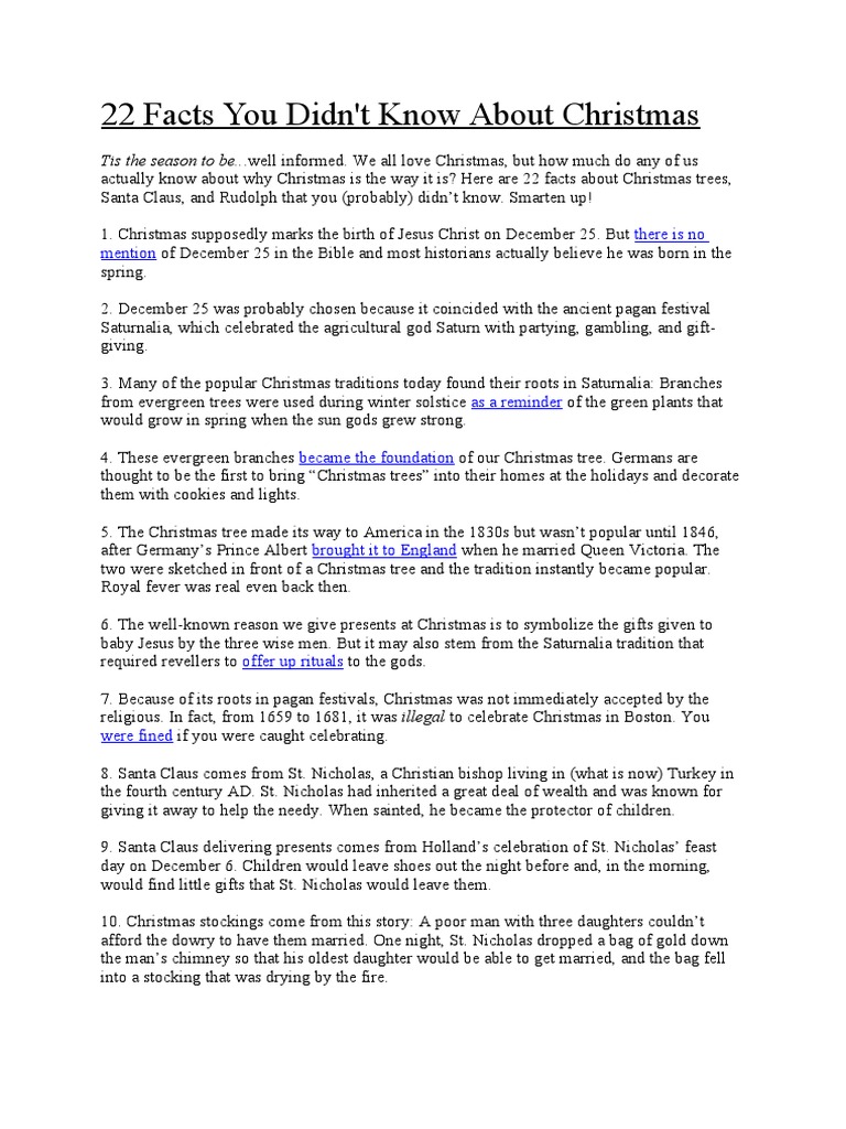 22 Facts You Didn't Know About Christmas PDF Christmas Santa Claus