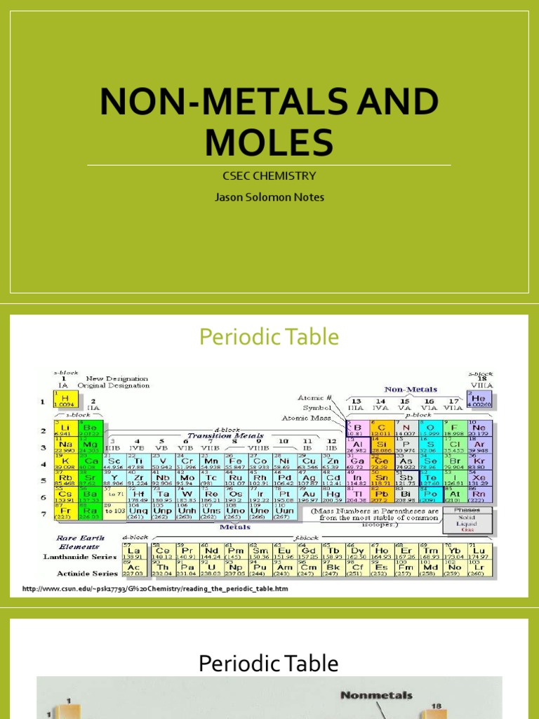 Lesson 2 Non-Metals and Moles G11 | PDF | Mole (Unit) | Oxide