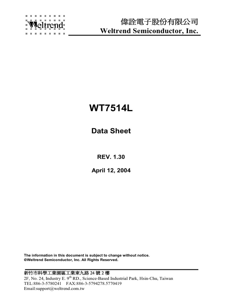 wt7514l Datasheet | PDF