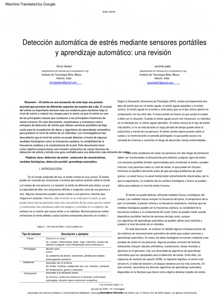 Automatic Stress Detection Using Wearable Sensors and Machine Learning