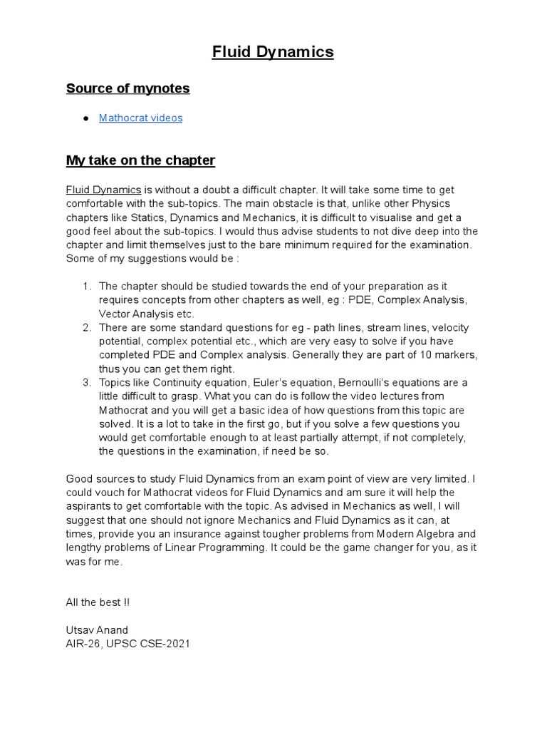 Fluid Dynamics Pdf