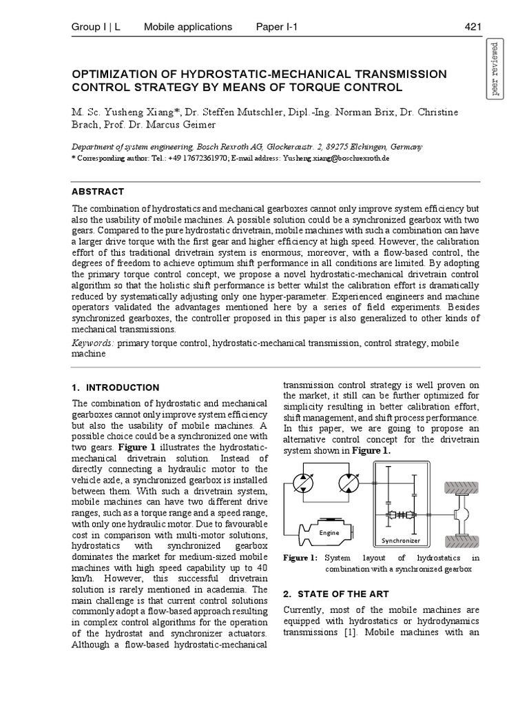 Volltext PDF PDF Electric Motor Manual Transmission