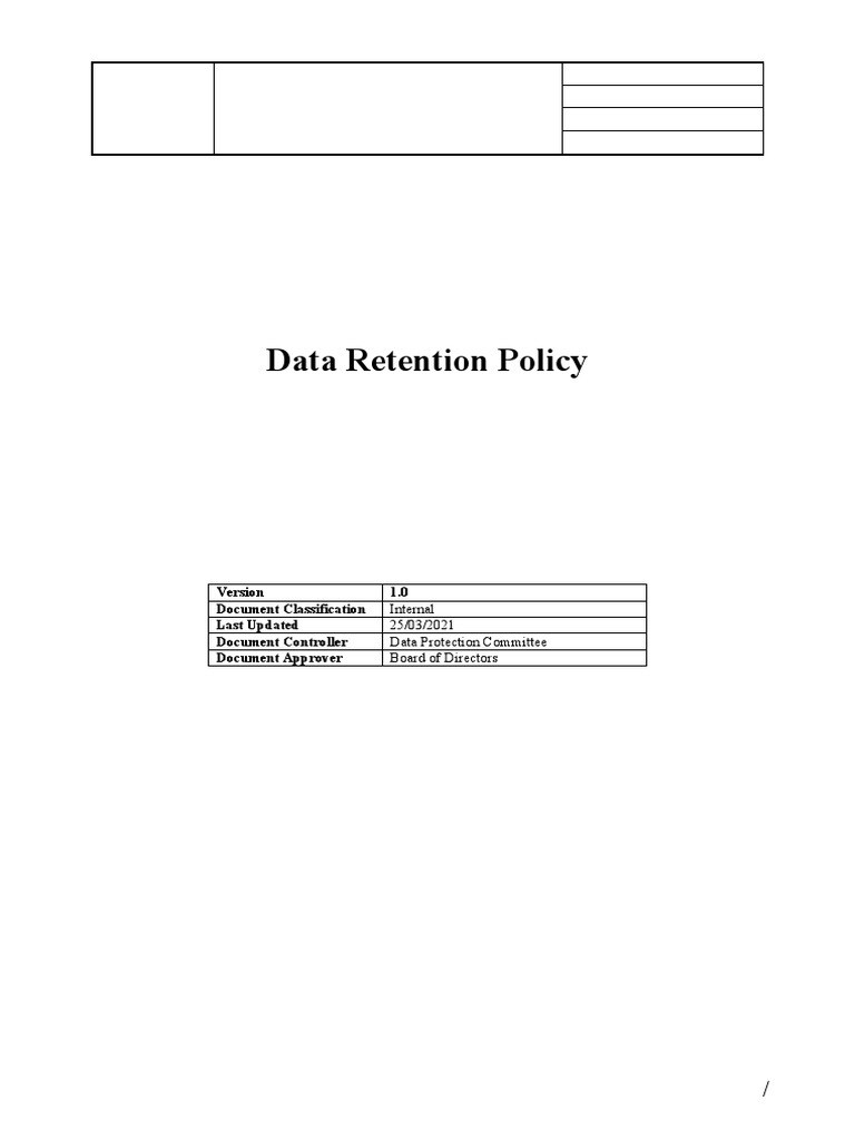 Data Retention Policy PDF Money Laundering Computer Network