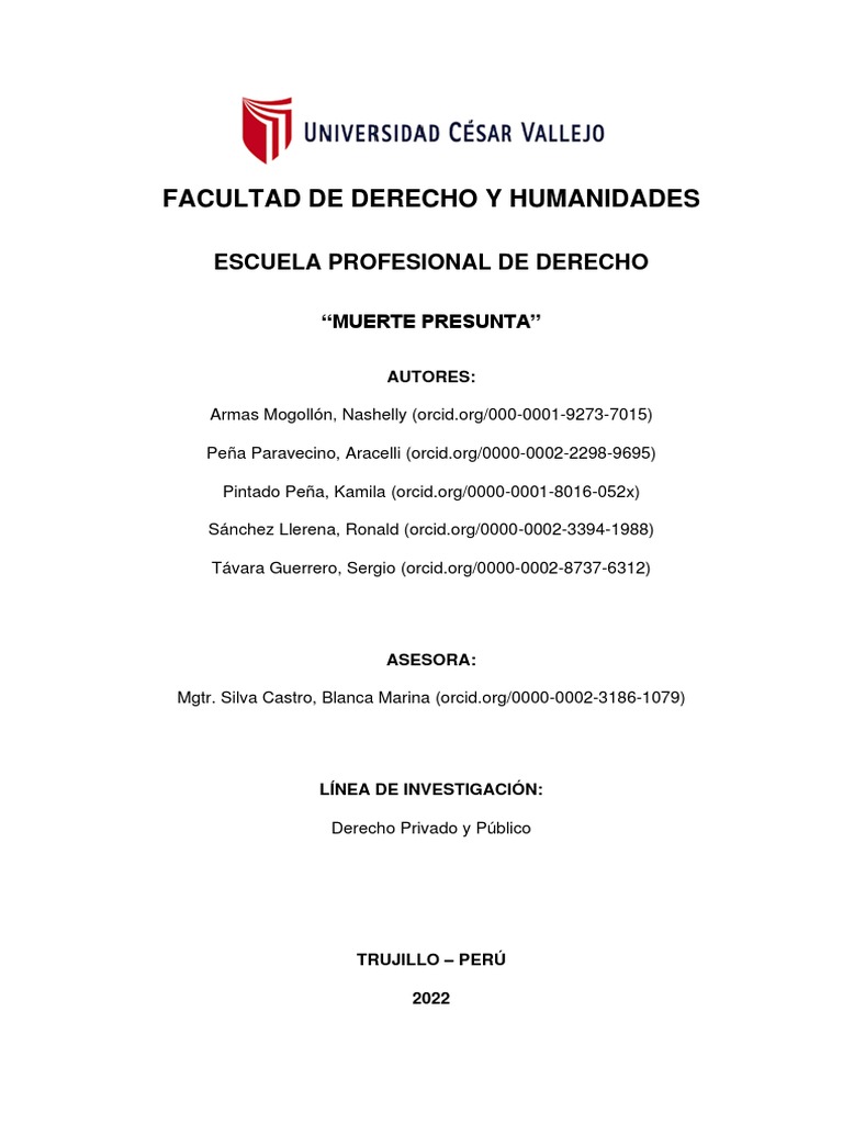 Grupo - 3 - Monografía Sobre La Declaración de Muerte Presunta | PDF