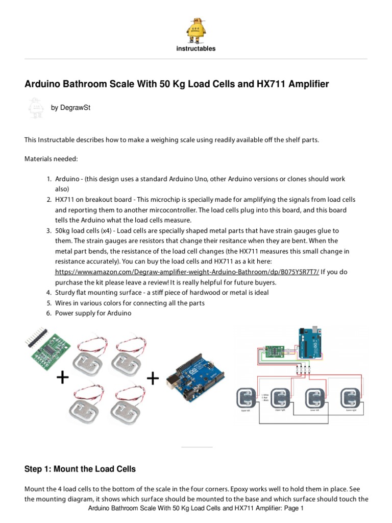 Arduino Bathroom Scale With 50 KG Load Cells and HX711 Amplifier | PDF ...