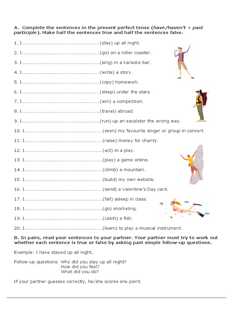 Present Perfect Tense Worksheet PDF Grammar Linguistics