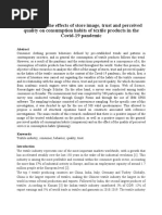 Analysis of The Effects of Store Image, Trust and Perceived Quality On Consumption Habits of Textile Products in The Covid-19 Pandemic