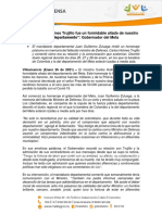 Comunicado - Carlos Holmes Trujillo Fue Un Formidable Aliado de Nuestro Departamento, Dice Gobernador Del Meta